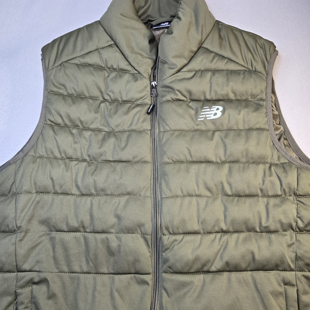 New Balance Men's Olive Green Puffer Vest M Insulated Tech Quilted Gorpcore Warm